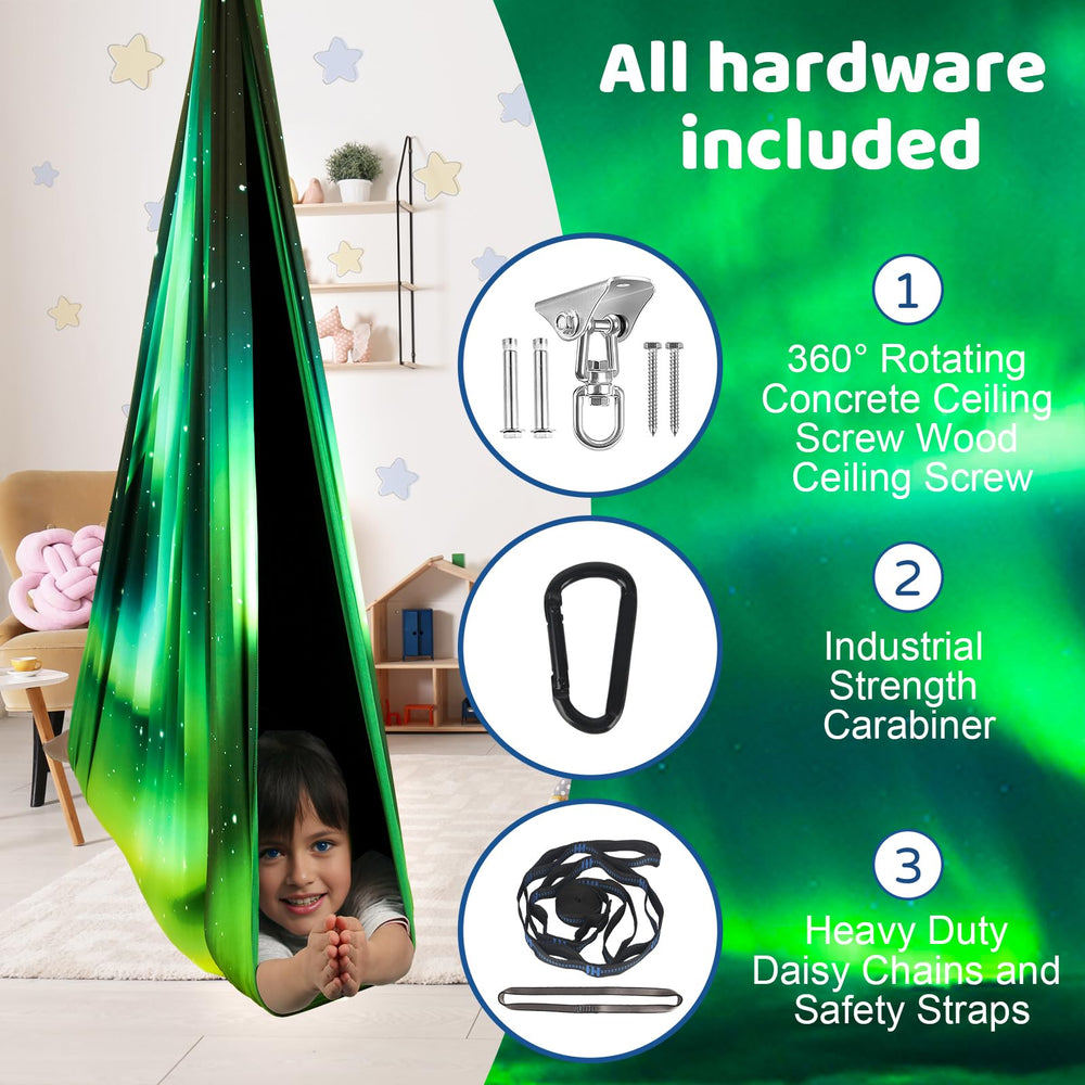 HiCamer Sensory Swing displaying 360° rotating hanger