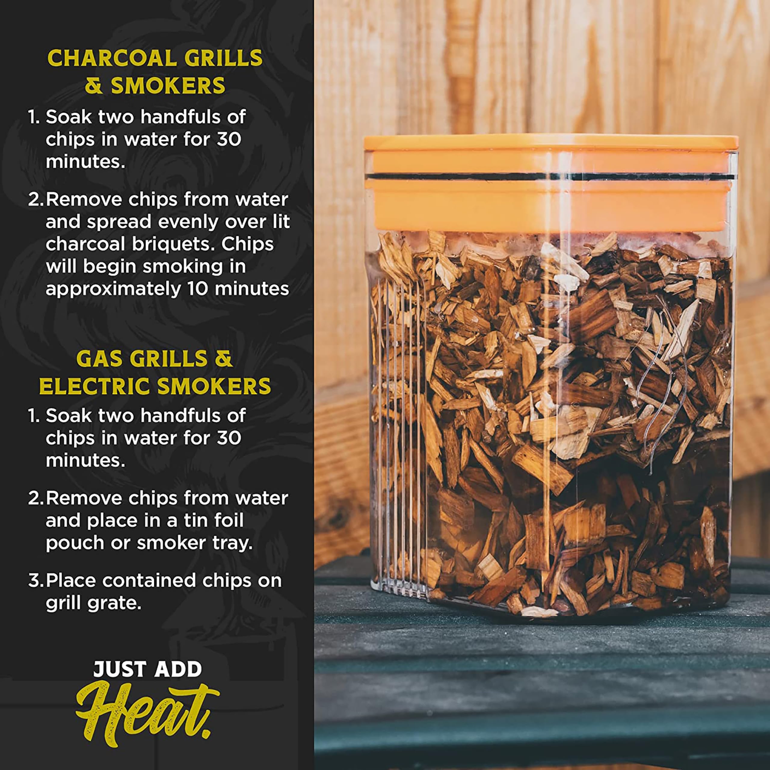 Hickory wood chips in a bowl for grilling