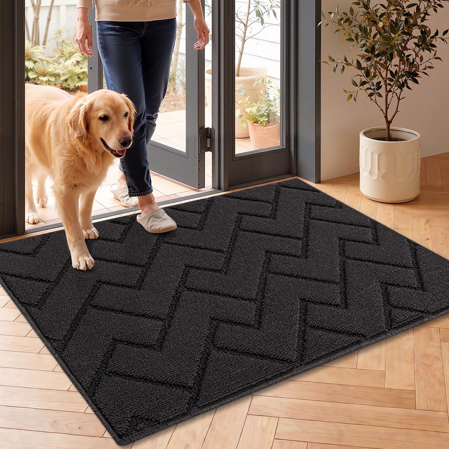 hicorfe Charcoal Doormat front view, 24" x 35"