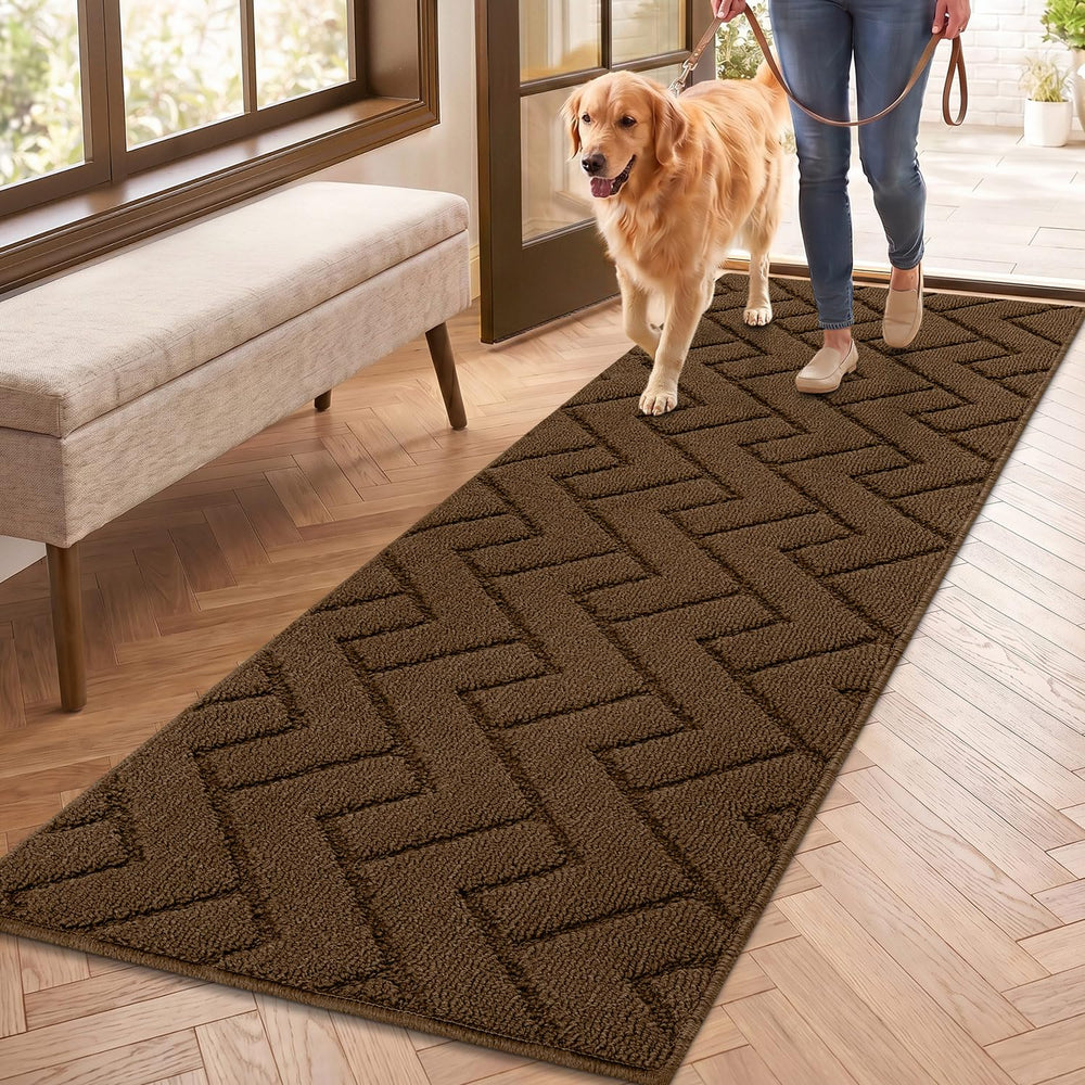 hicorfe Dirt Trapper Indoor Doormat front view, dark brown