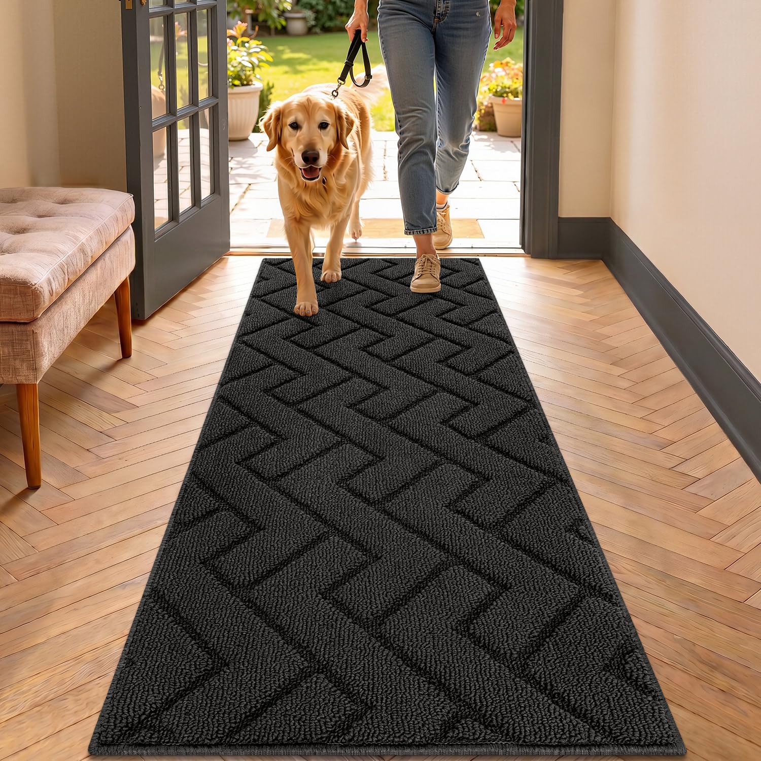 hicorfe Dirt Trapper Indoor Doormat front view in charcoal