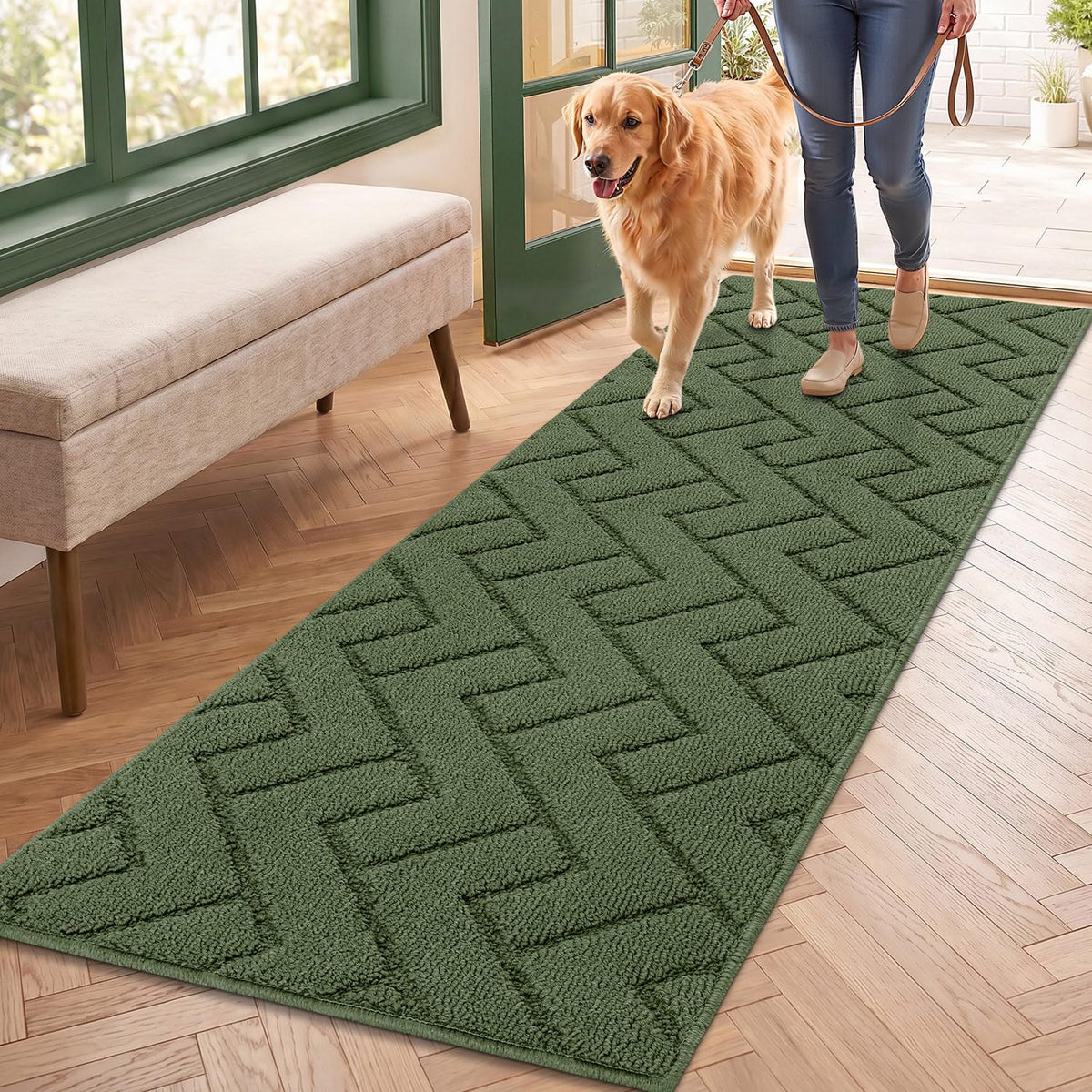 hicorfe Dirt Trapper Indoor Doormat front view in green