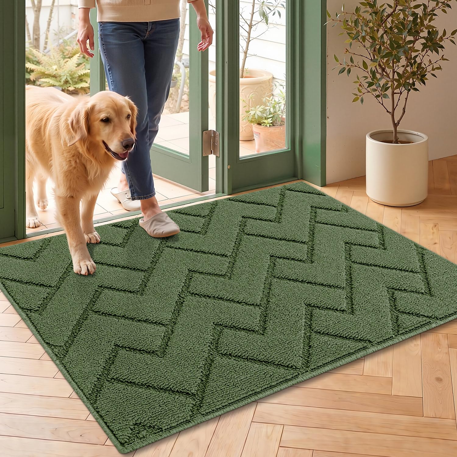 hicorfe Door Mat 24"x35" green front view