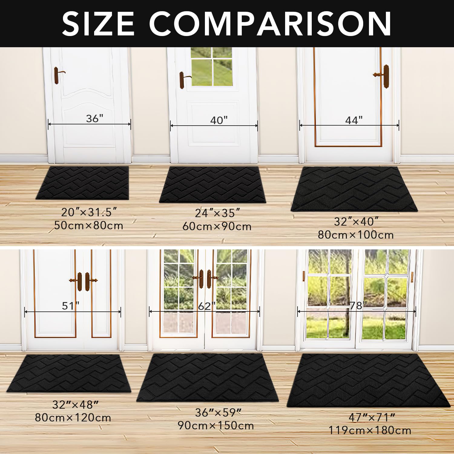 hicorfe Door Mat 24x35 black on entryway