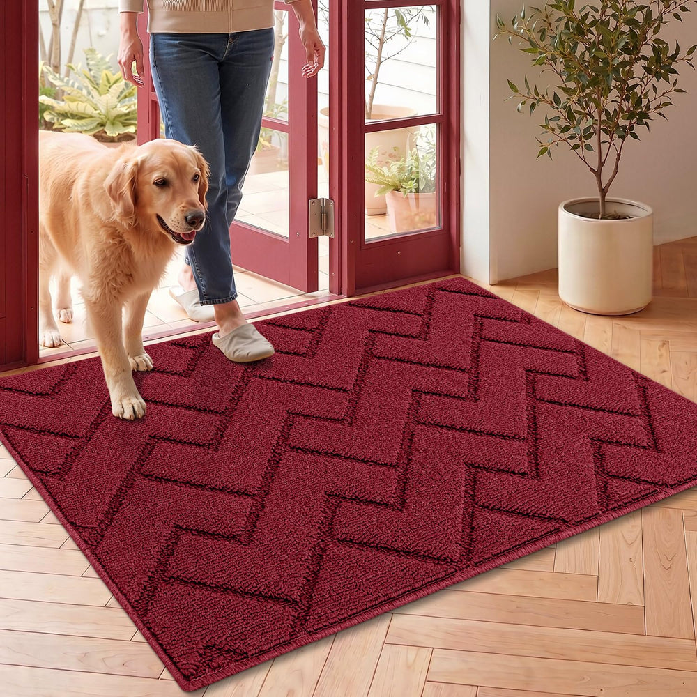 hicorfe Front Door Mat 24"x35" Red front view