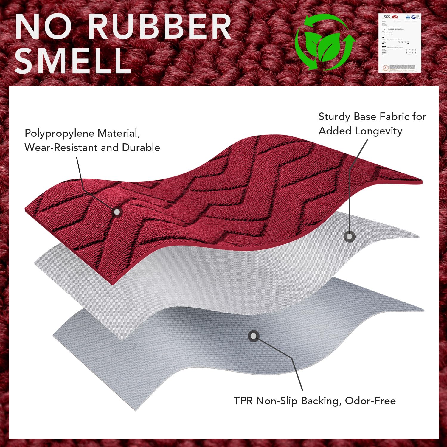 hicorfe Front Door Mat 24"x35" Red with shoes on it