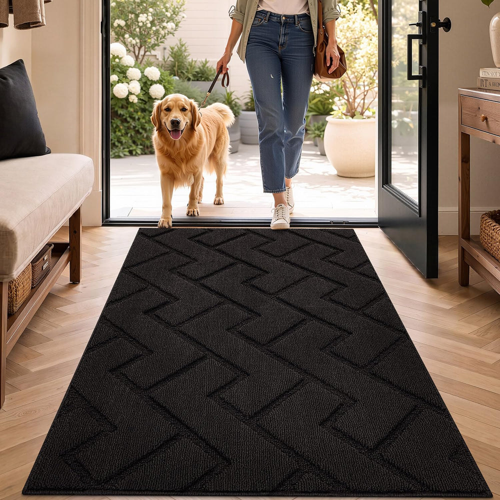 hicorfe Indoor Door Mat 32" x 48" black front view