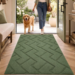 hicorfe Indoor Door Mat 32" x 48" front view in green