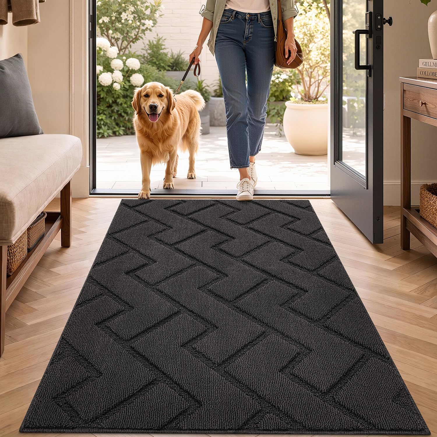 hicorfe Indoor Door Mat 32x48 Charcoal front view