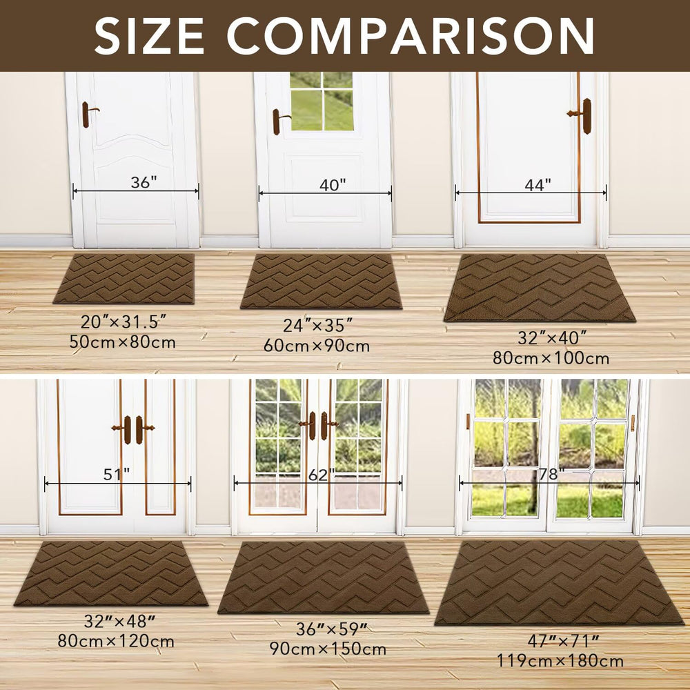 hicorfe Indoor Door Mat 32x48 dark brown placed at entryway