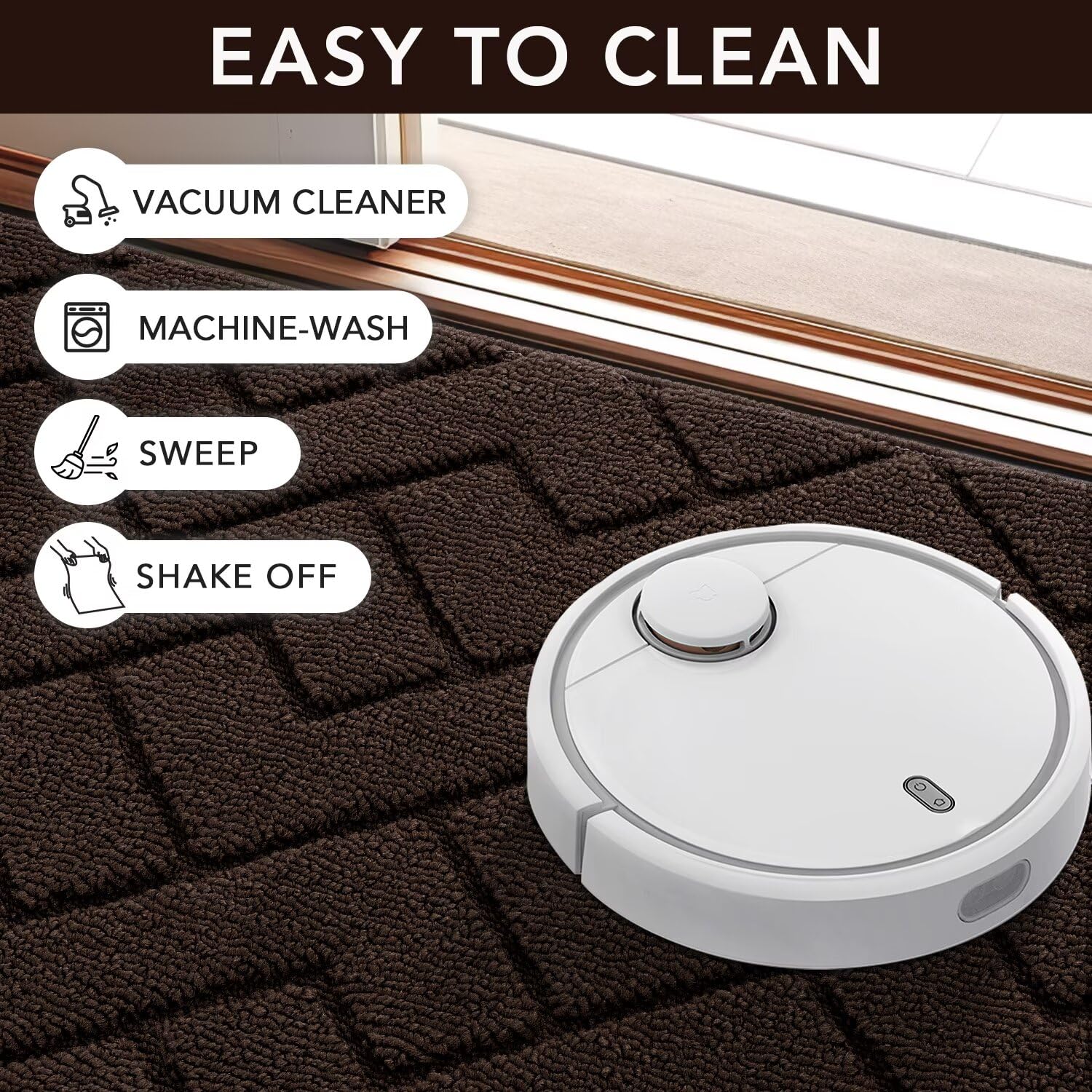 hicorfe Indoor Door Mat being cleaned with a garden hose