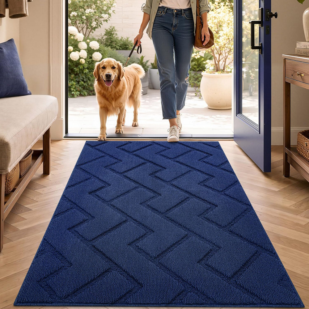 hicorfe Indoor Door Mat Navy Blue front view