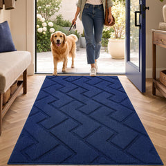 hicorfe Indoor Door Mat Navy Blue front view