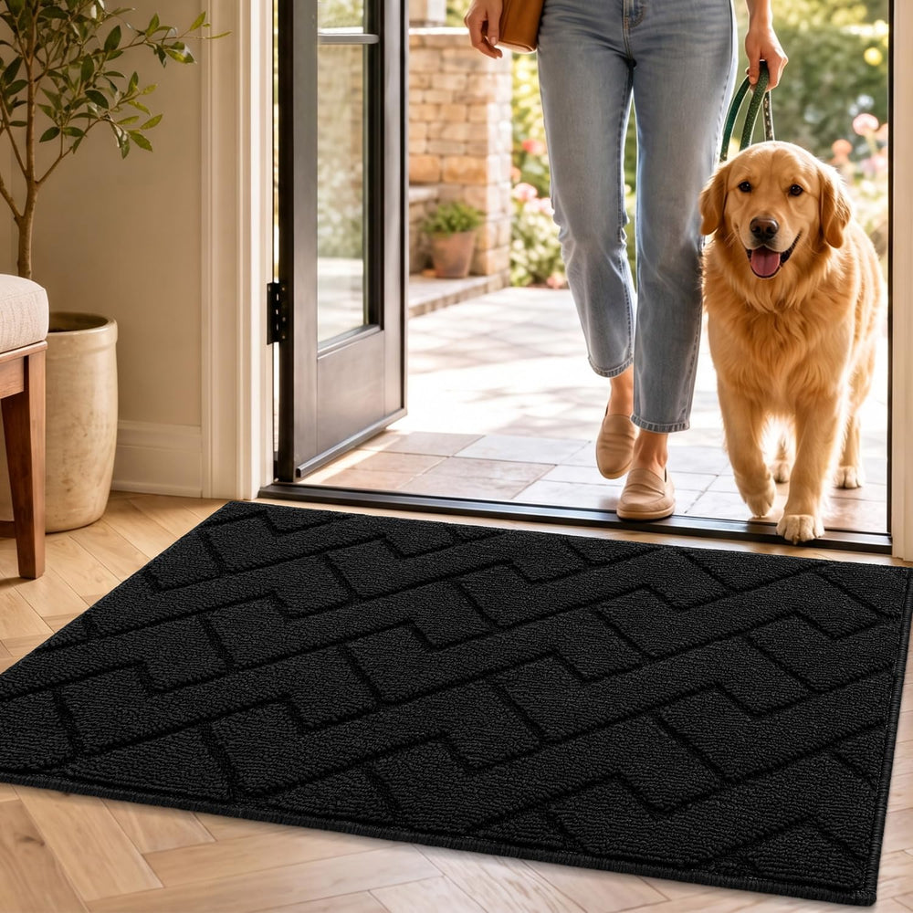 hicorfe Indoor Doormat 20x32 inch black front view