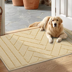 hicorfe Indoor Doormat front view in cream yellow