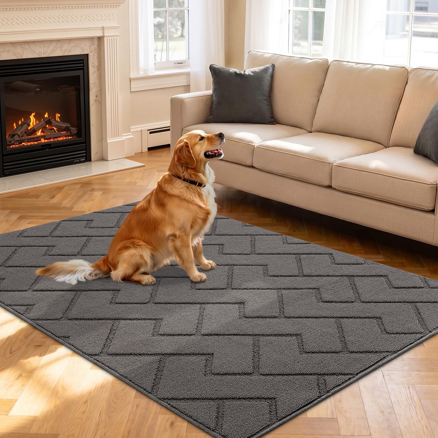 hicorfe Indoor Doormat front view in grey