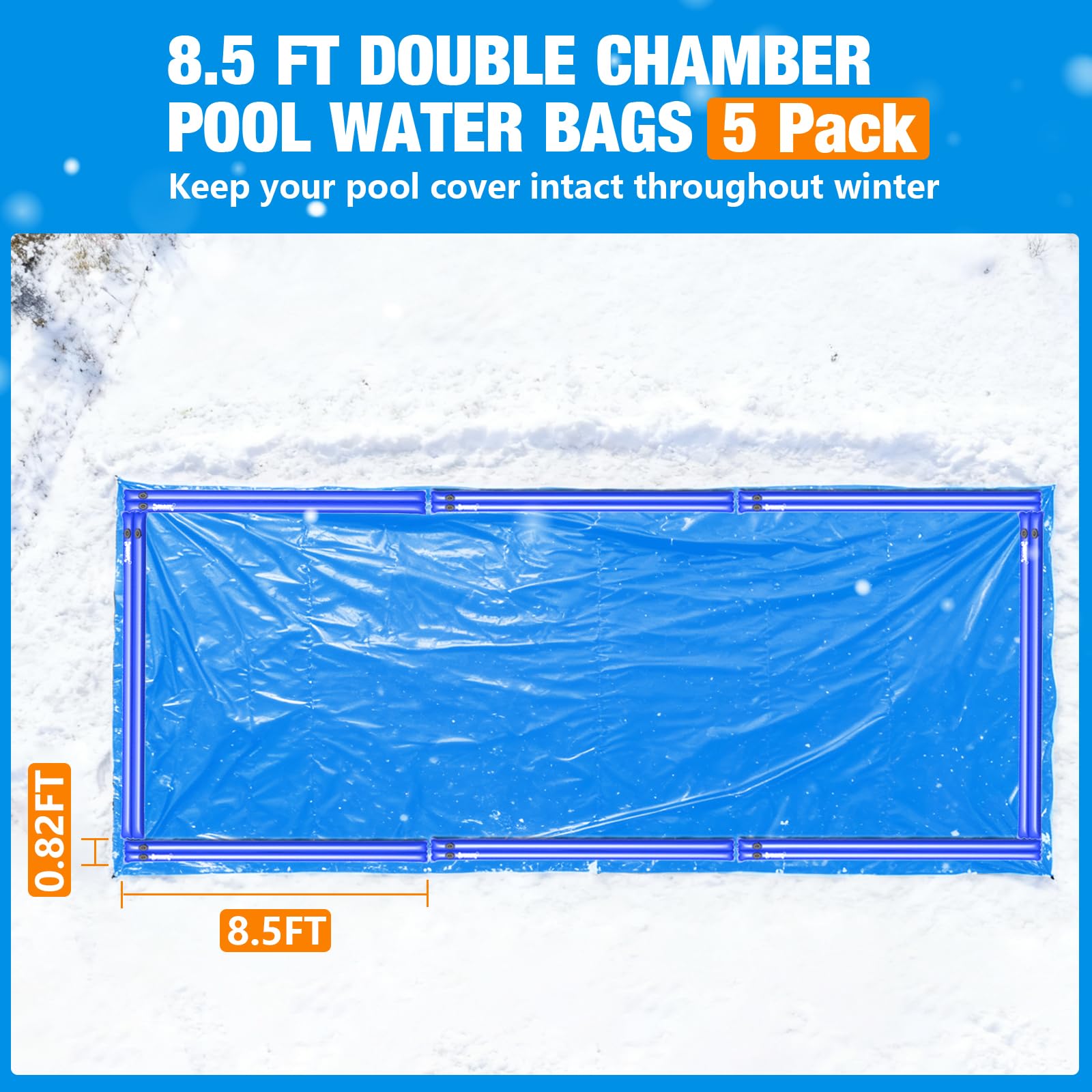 Hidbot 8.5 Ft Pool Water Bag with filled garden hose