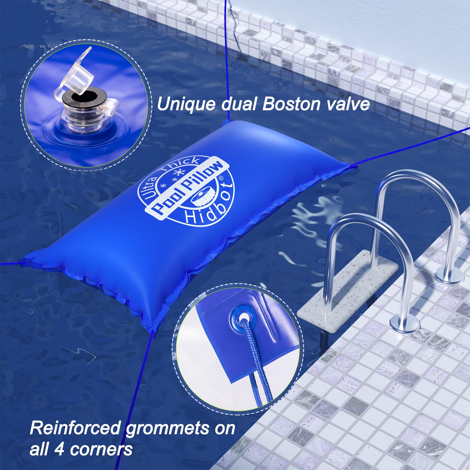 Hidbot pool pillow with included 2x16.5 ft rope