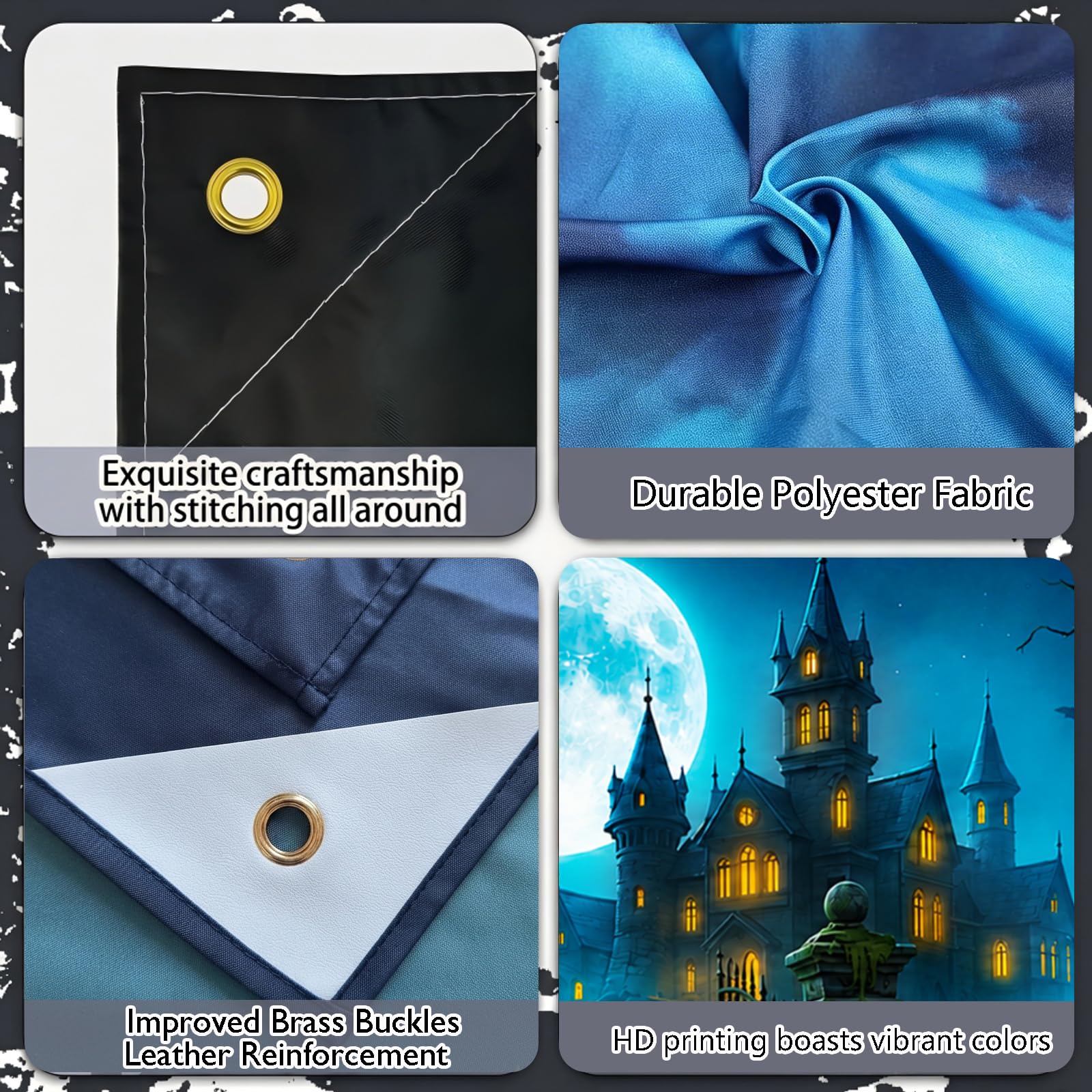 High-adhesive hooks included with the Halloween garage door cover