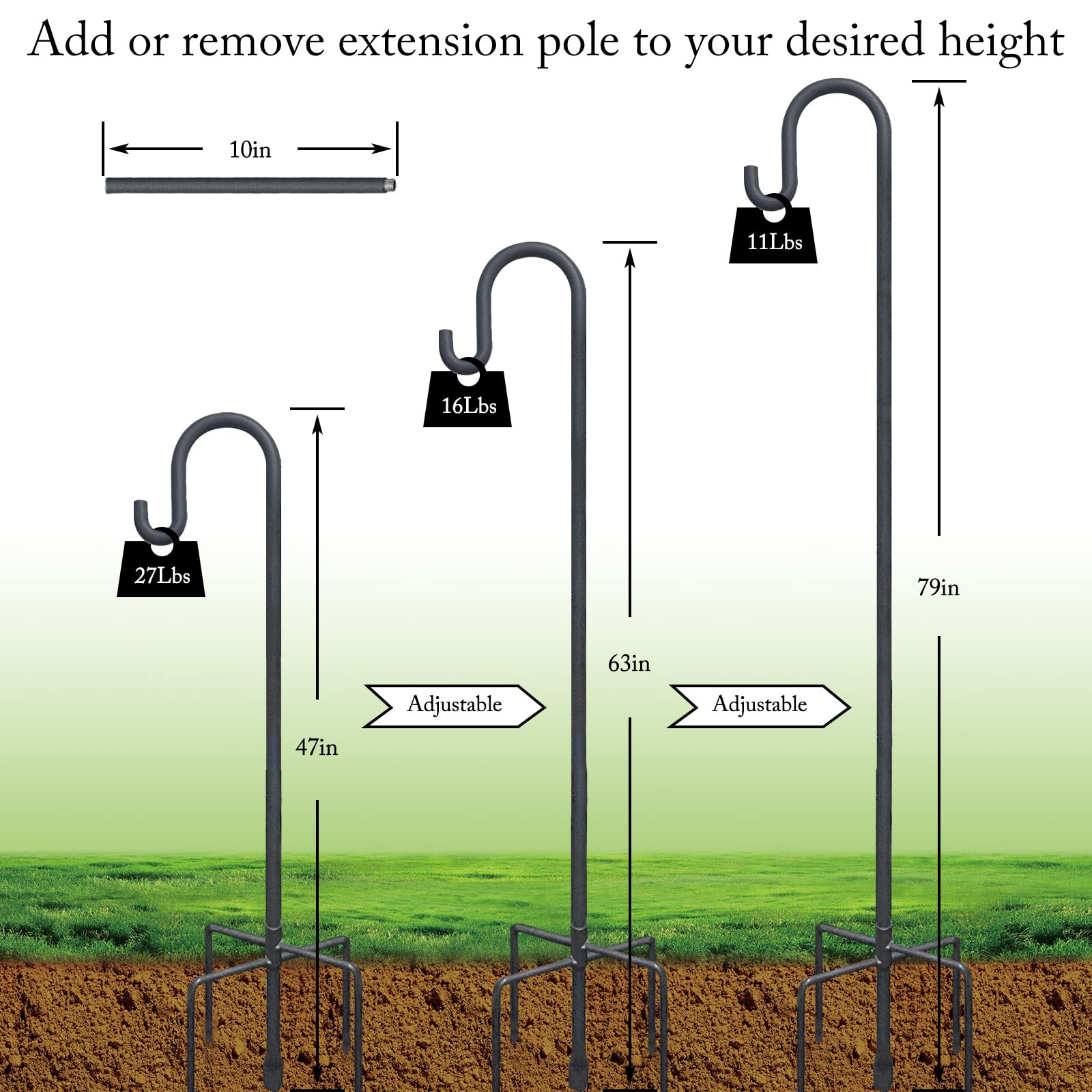 Highpro 47 Inch Shepherds Hook detailed view of iron material