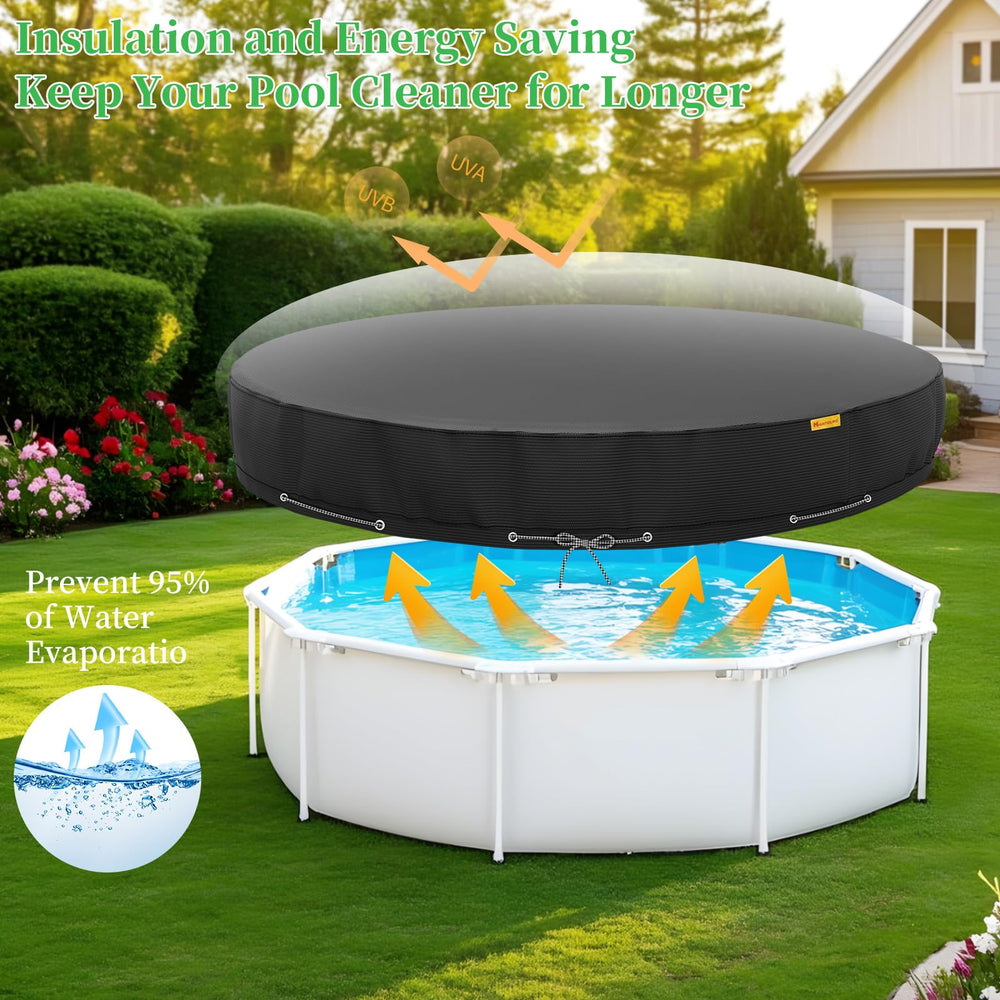 HIGHTQURO 18FT Round Pool Cover, black, on above ground pool