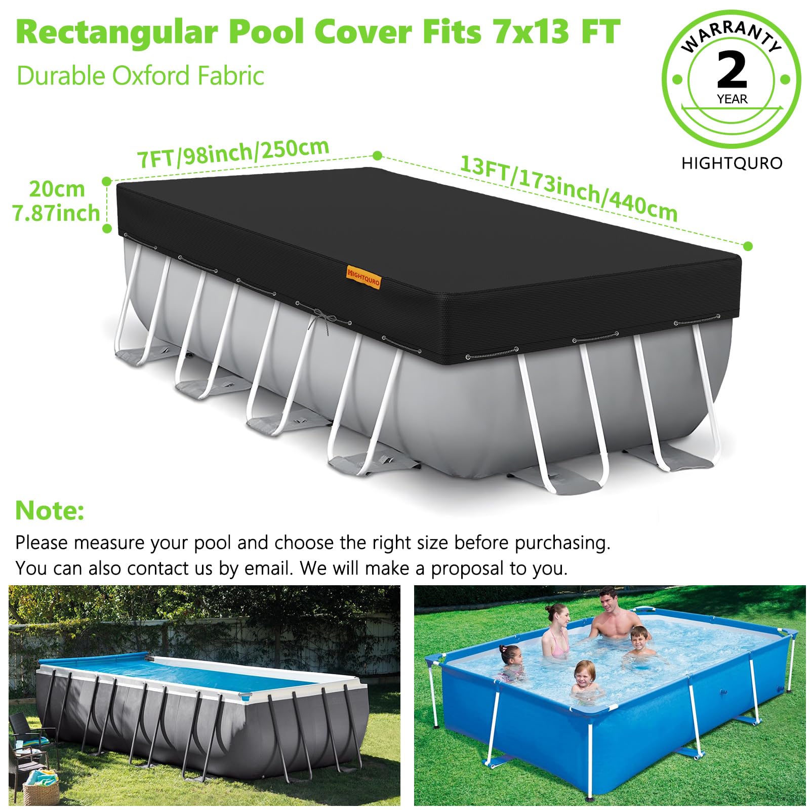 HIGHTQURO Rectangular Pool Cover folded for storage
