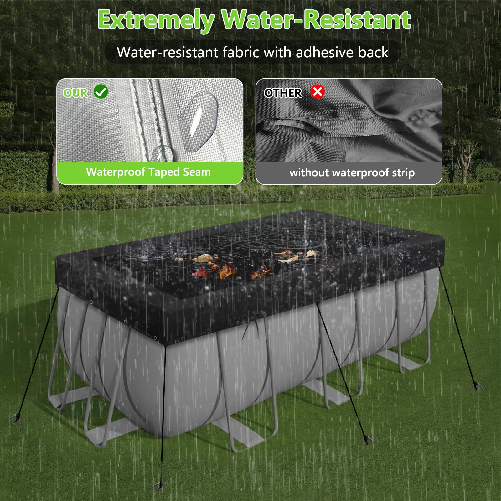 HIGHTQURO Rectangular Pool Cover on a pool