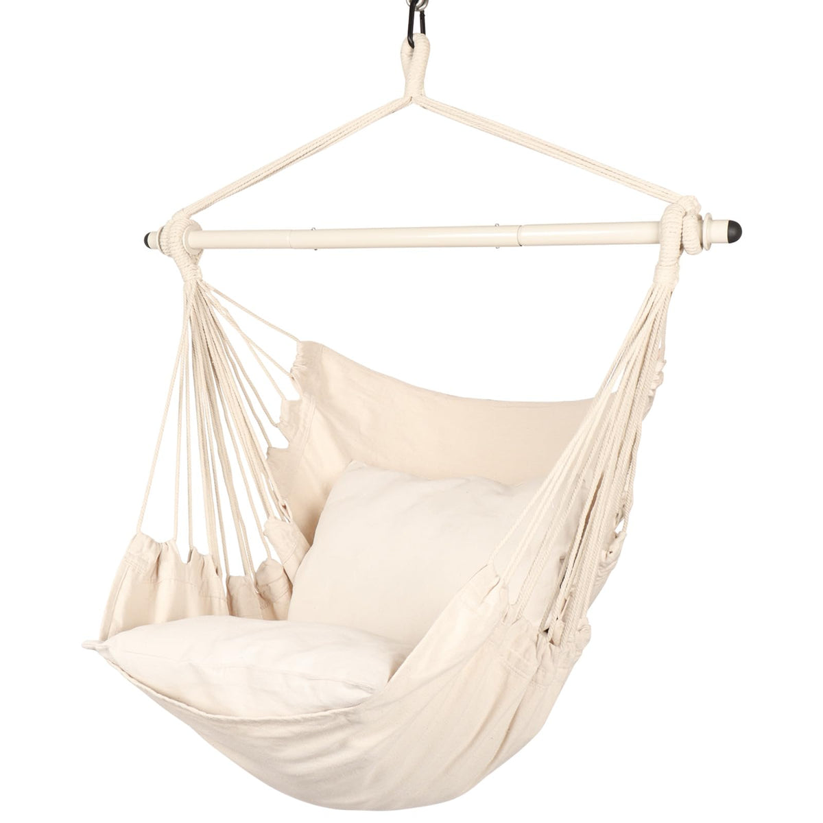 Highwild Hammock Chair Swing beige model with cushions front view