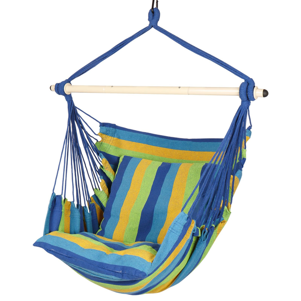 Highwild Hammock Chair Swing blue striped front view