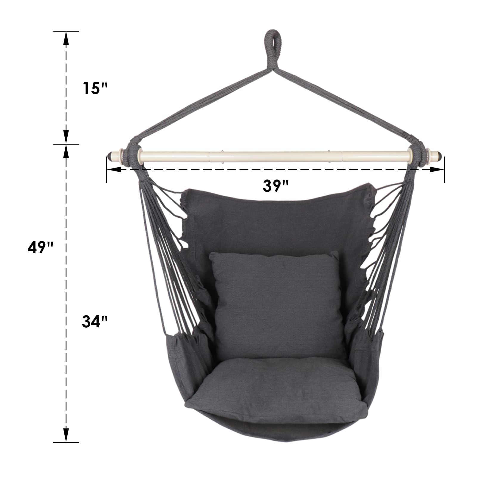 Highwild Hammock Chair Swing grey with cushions on a patio
