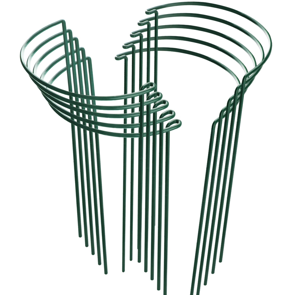 HiGift 10 Pack Peony Cages, dark green half-circle plant support front view