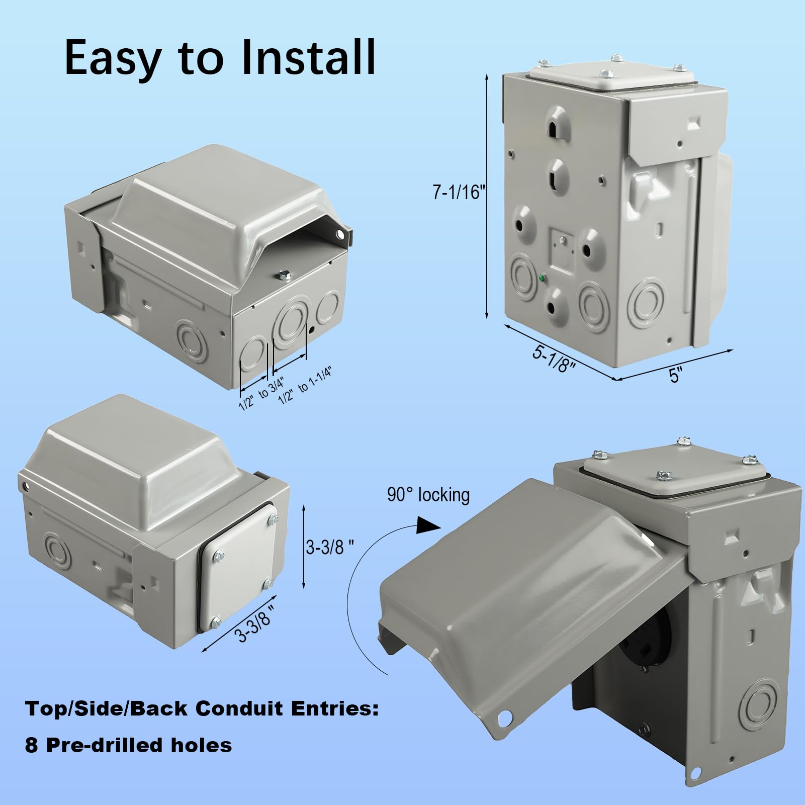 HIITIO 30 Amp outlet box dimensions on packaging
