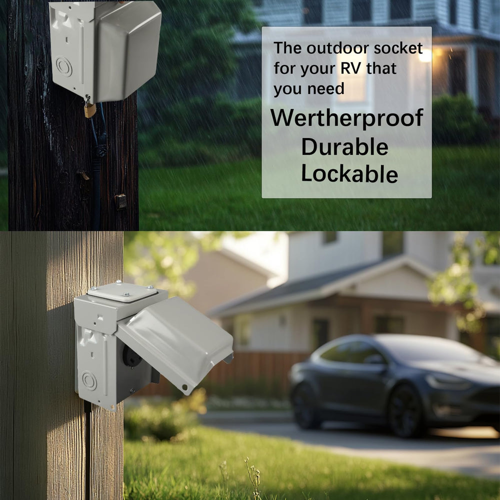 HIITIO outlet box installed at a campsite
