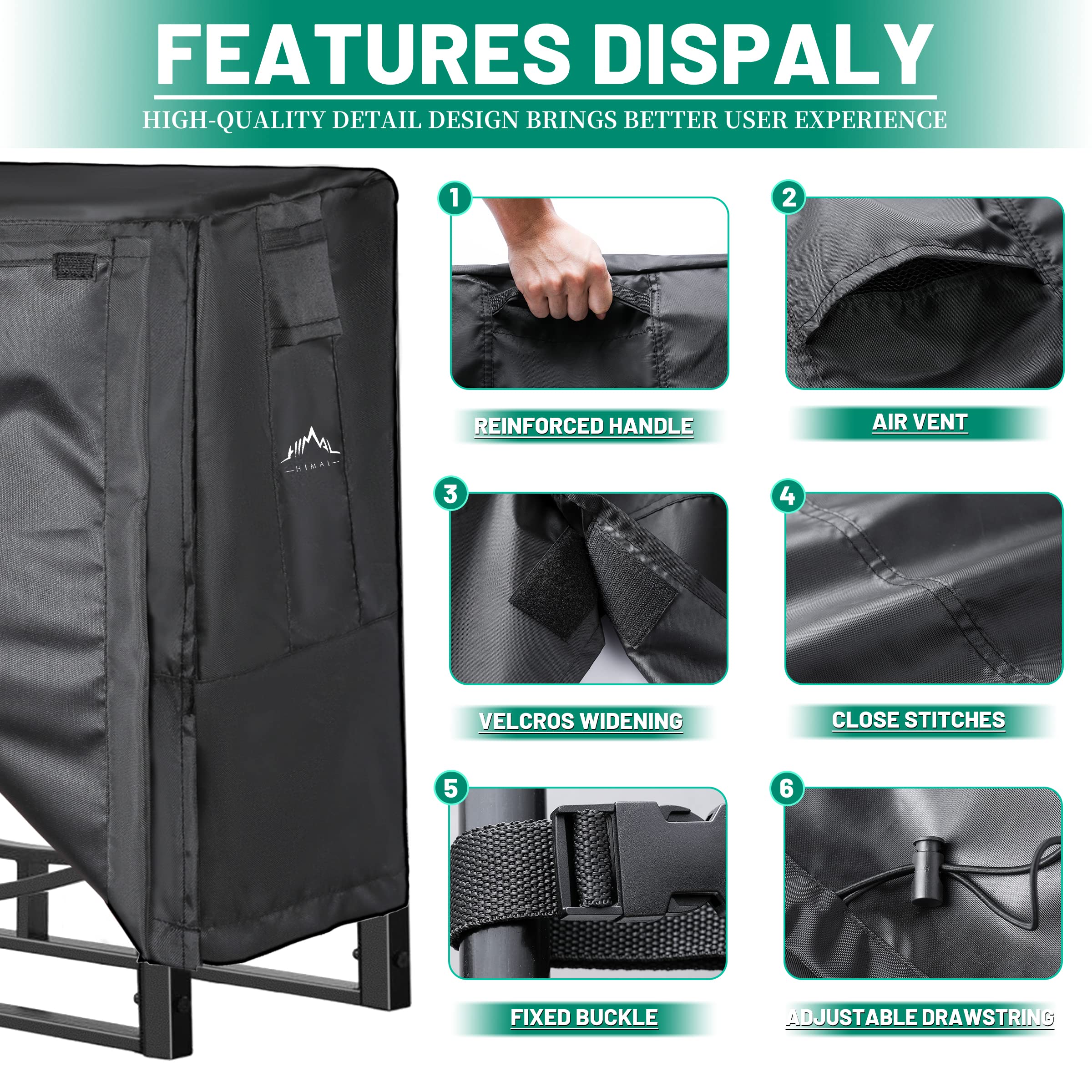 Himal firewood rack cover with air vents for ventilation