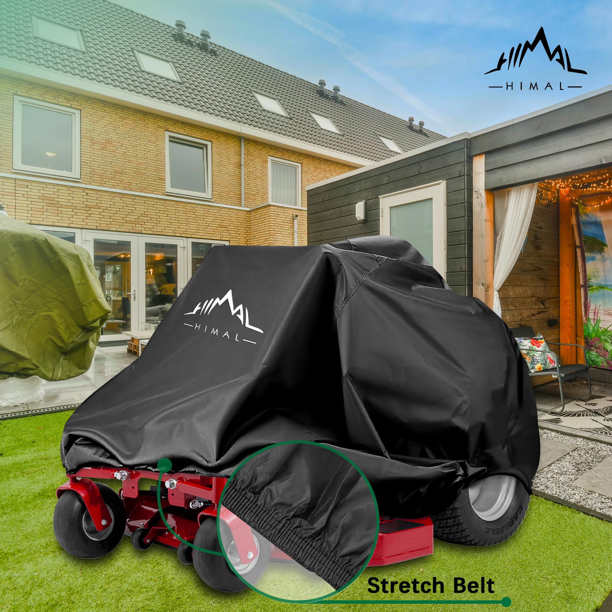 Himal Outdoors cover protecting mower from rain