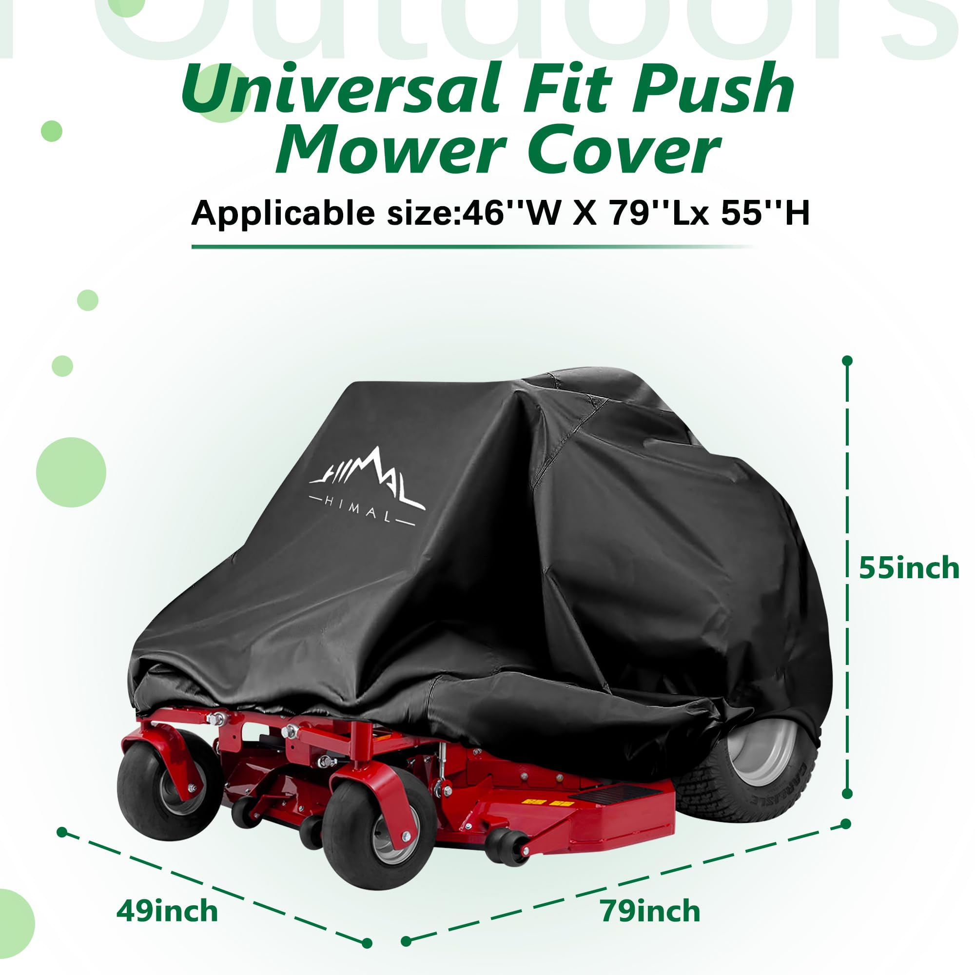 Himal Outdoors Zero Turn Mower Cover, showcasing the 600D fabric texture