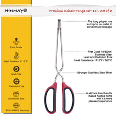 HINMAY 16-inch scissor tongs in red color front view