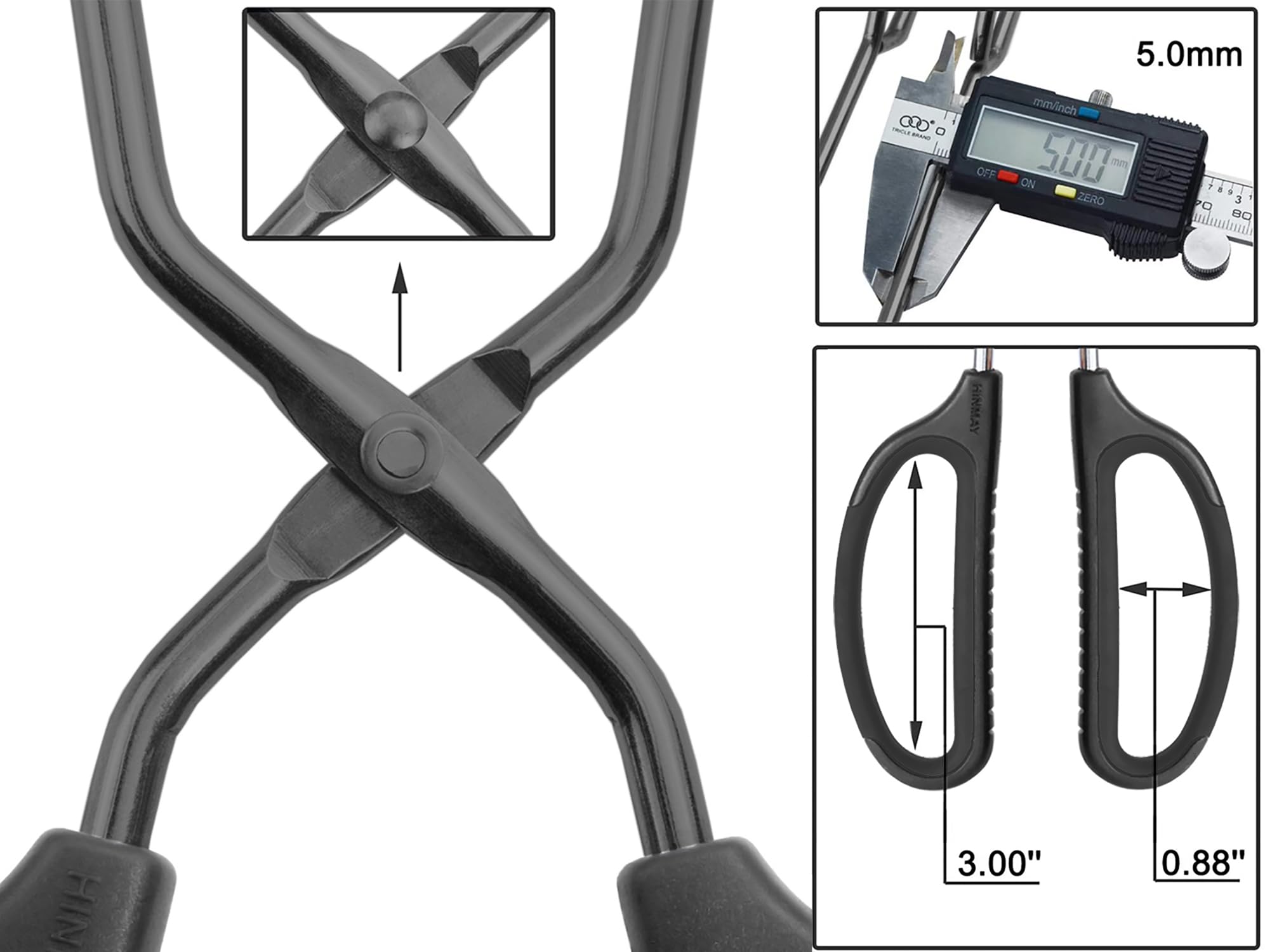 HINMAY 16-inch scissor tongs showing cushioned grip handles