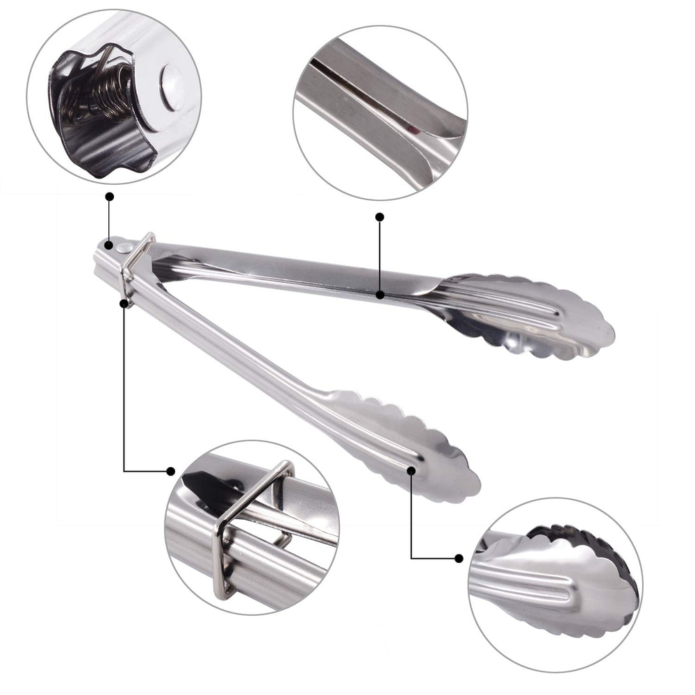 HINMAY 7-inch tongs with clam shell head for easy grip