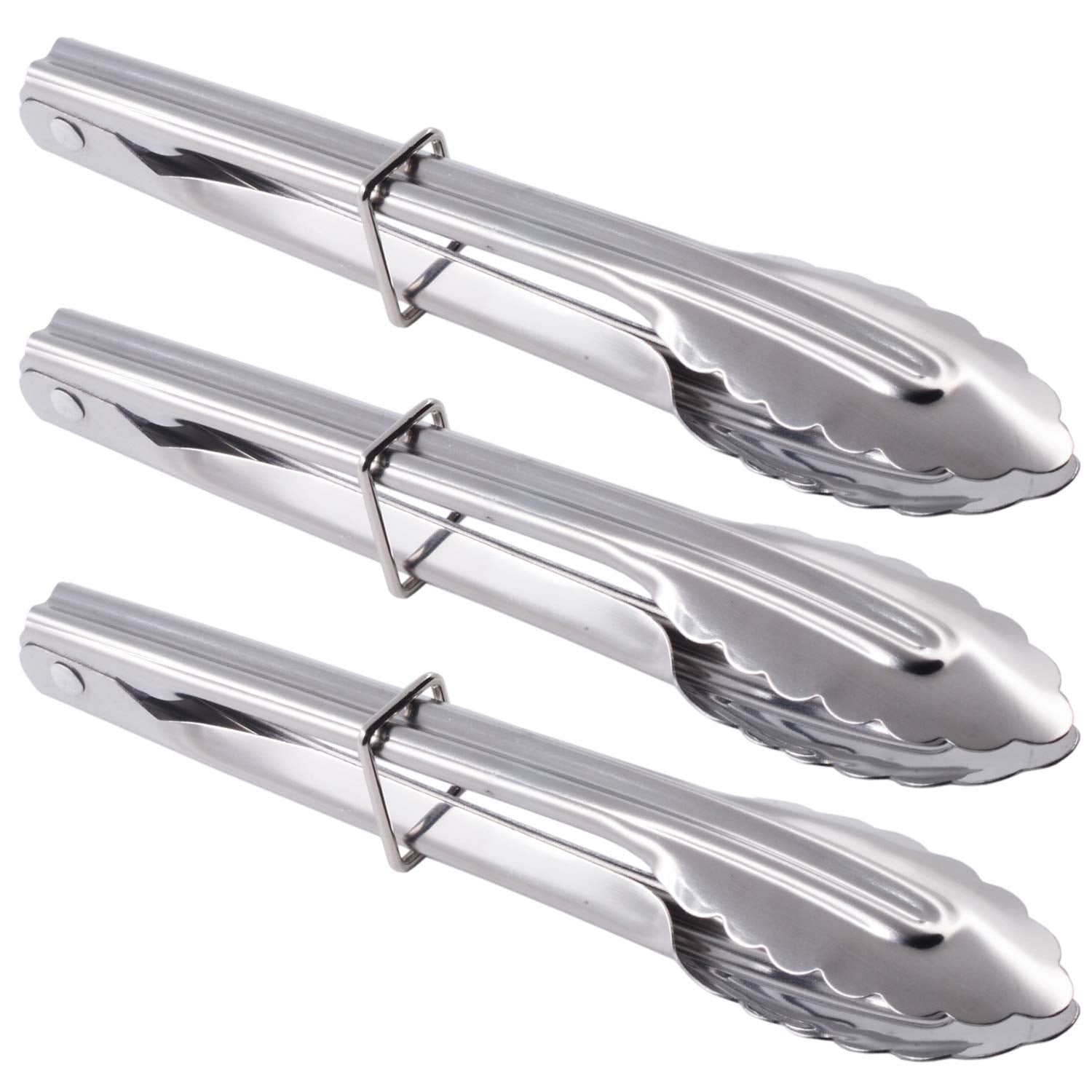 HINMAY Mini Stainless Steel Serving Tongs Set 3 pieces front view