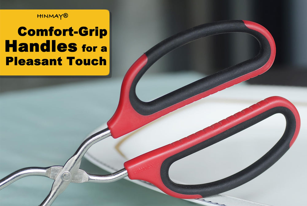 HINMAY scissor tongs in use for grilling steaks