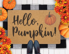 HinyBoeh Hello Pumpkin Doormat close-up of texture