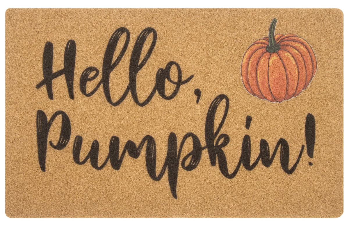 HinyBoeh Hello Pumpkin Doormat front view with autumn design