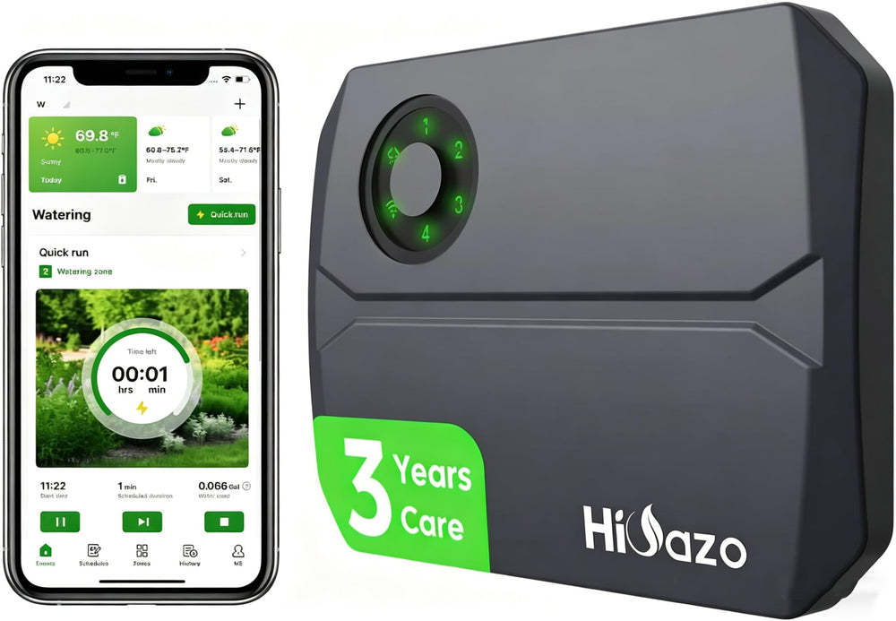 HiOazo Smart Sprinkler Controller front view in deep grey