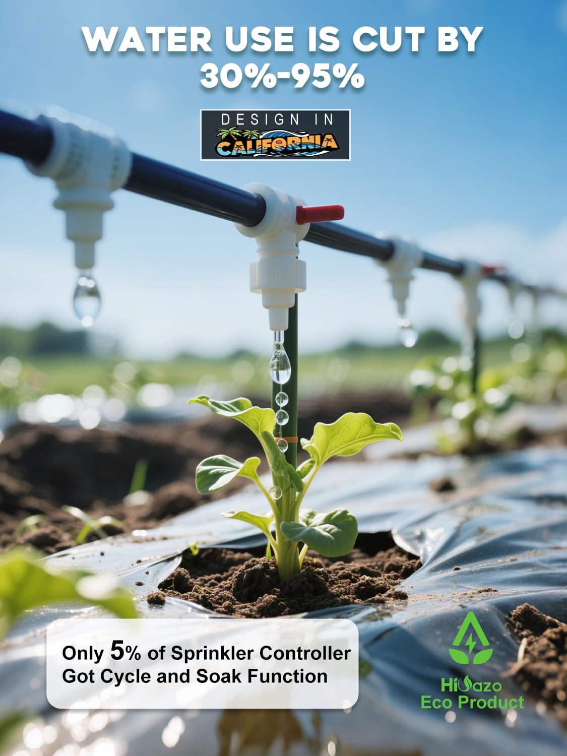 HiOazo Smart Sprinklers Controller in a garden setting