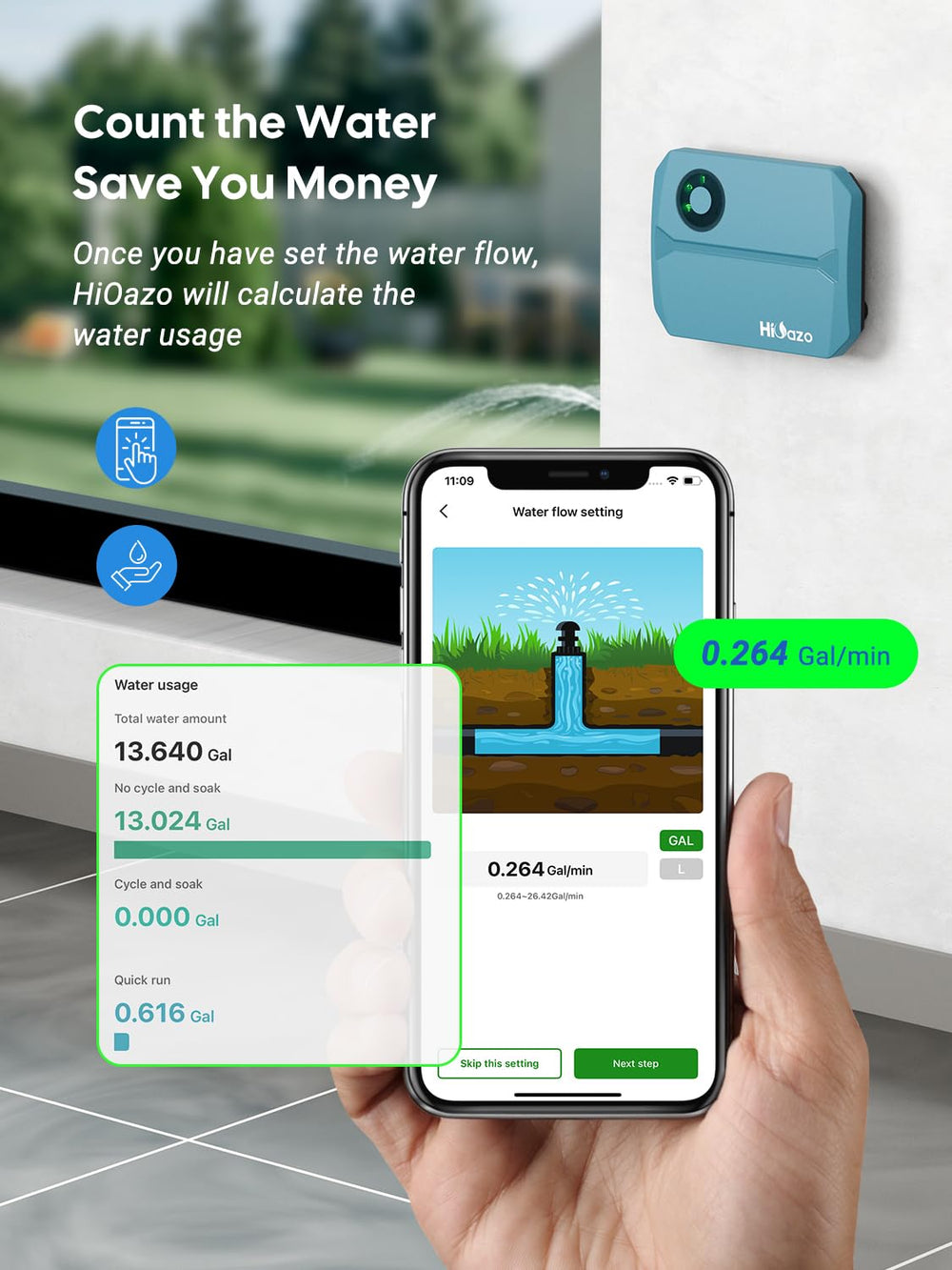 HiOazo Smart Sprinklers Controller with power adapter and connectors