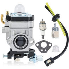 Hipa 43CC carburetor front view with fuel line kit