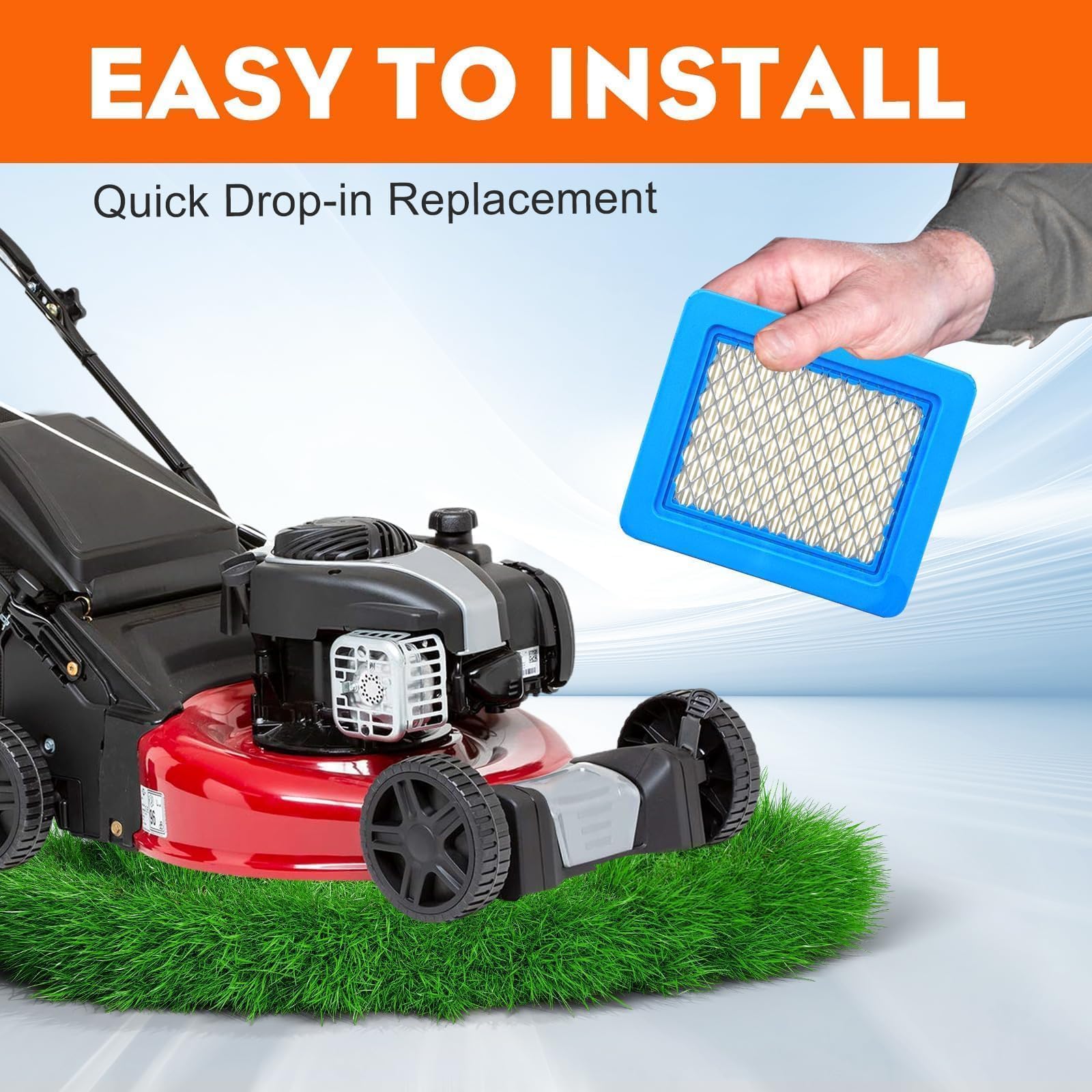 Hipa 491588S Air Filter with lawn mower background