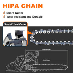 Hipa 8 Inch Chainsaw Chain side view showcasing perforated design
