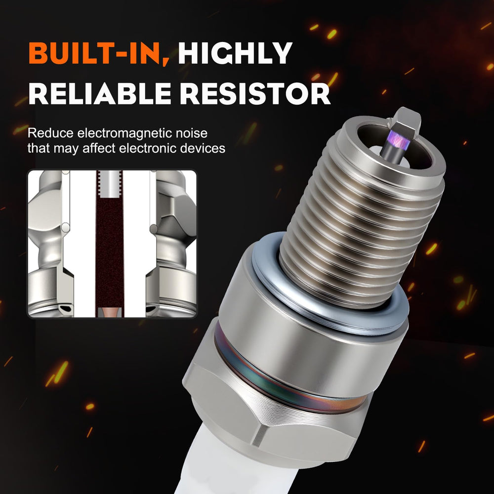 Hipa BR8ES Spark Plug next to motorcycle parts
